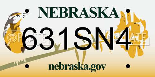 631SN4 Nebraska License Plate