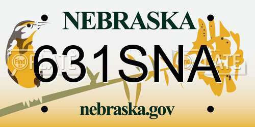 631SNA Nebraska License Plate