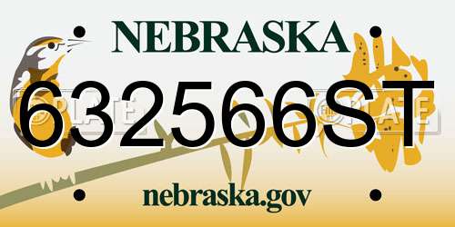 632566ST Nebraska License Plate