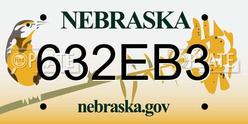 632EB3 Nebraska License Plate