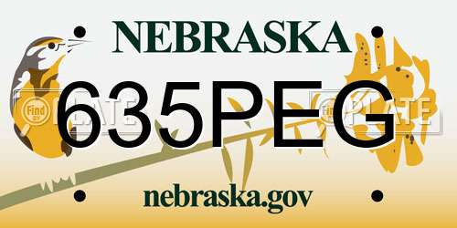 635PEG Nebraska License Plate