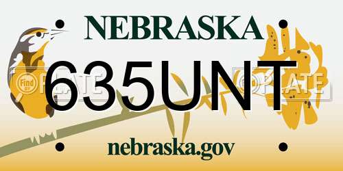 635UNT Nebraska License Plate