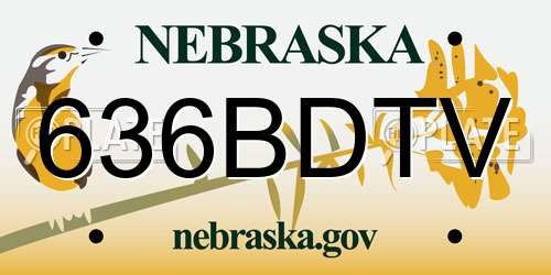 636BDTV Nebraska License Plate