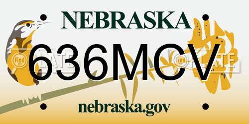 636MCV Nebraska License Plate