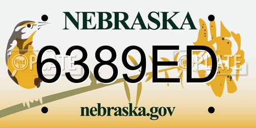 6389ED Nebraska License Plate