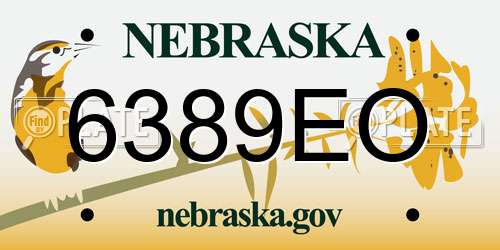 6389EO Nebraska License Plate
