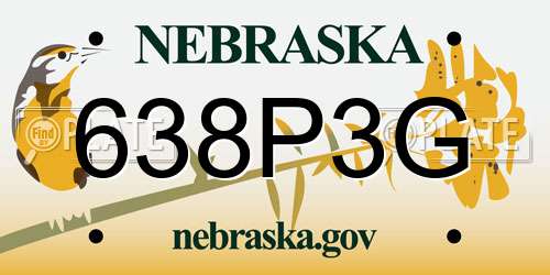 638P3G Nebraska License Plate