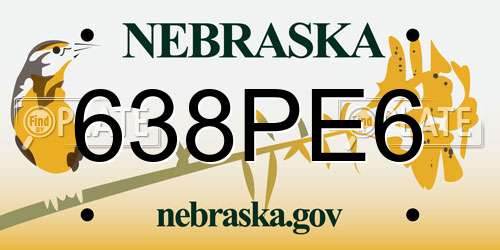 638PE6 Nebraska License Plate
