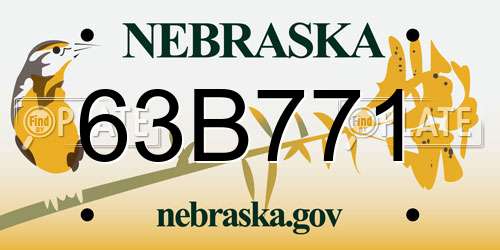 63B771 Nebraska License Plate