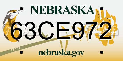63CE972 Nebraska License Plate