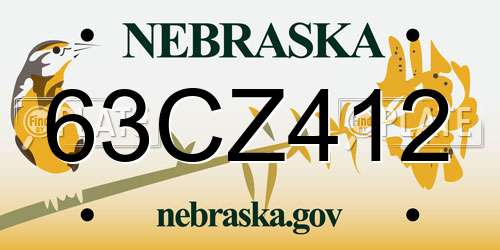 63CZ412 Nebraska License Plate