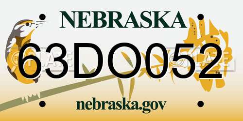 63DO052 Nebraska License Plate