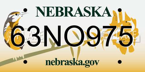 63NO975 Nebraska License Plate