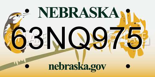 63NQ975 Nebraska License Plate