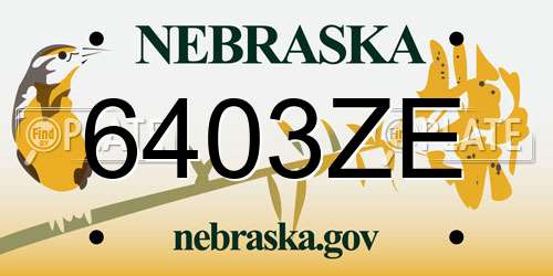 6403ZE Nebraska License Plate