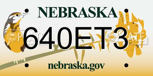 640ET3 Nebraska License Plate