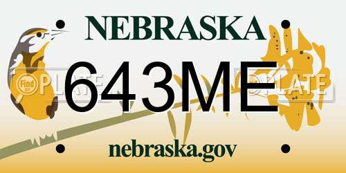 643ME Nebraska License Plate