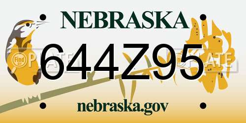 644Z95 Nebraska License Plate