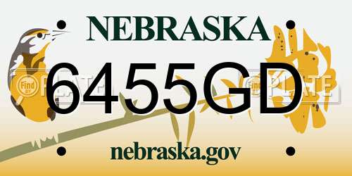 6455GD Nebraska License Plate