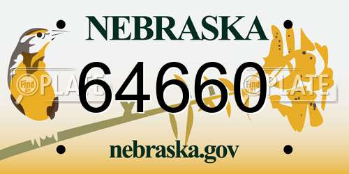 64660 Nebraska License Plate