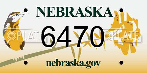 6470 Nebraska License Plate