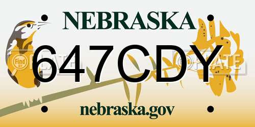 647CDY Nebraska License Plate