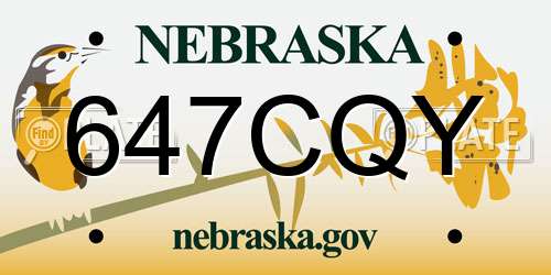 647CQY Nebraska License Plate
