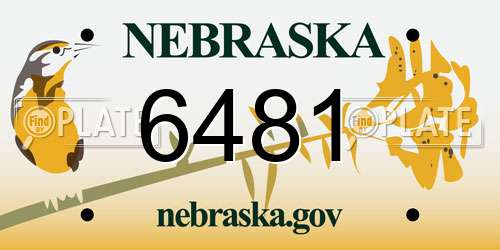6481 Nebraska License Plate