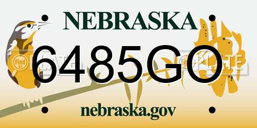 6485GO Nebraska License Plate