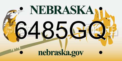 6485GQ Nebraska License Plate