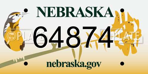 64874 Nebraska License Plate