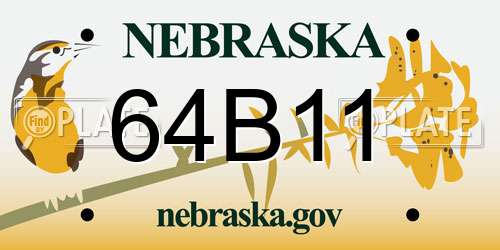 64B11 Nebraska License Plate
