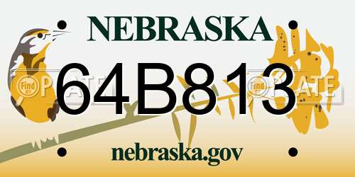 64B813 Nebraska License Plate