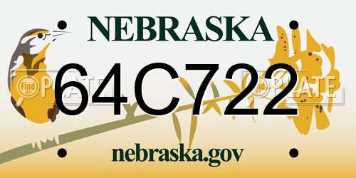 64C722 Nebraska License Plate