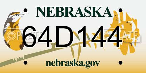 64D144 Nebraska License Plate
