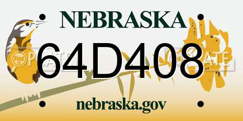 64D408 Nebraska License Plate