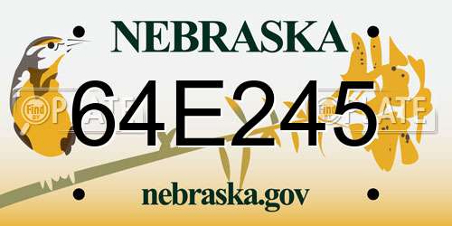 64E245 Nebraska License Plate