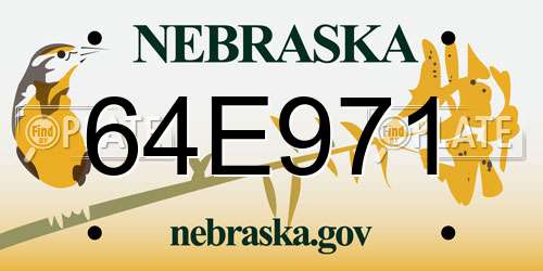 64E971 Nebraska License Plate