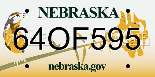 64OF595 Nebraska License Plate