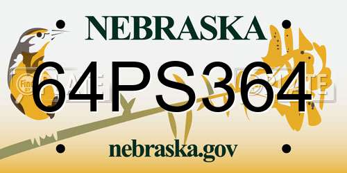 64PS364 Nebraska License Plate