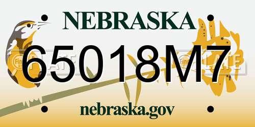 65018M7 Nebraska License Plate