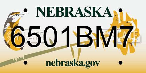 6501BM7 Nebraska License Plate