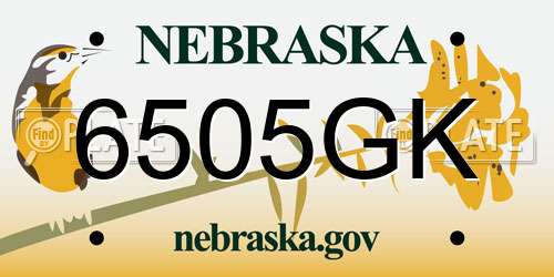 6505GK Nebraska License Plate