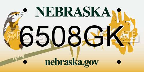 6508GK Nebraska License Plate