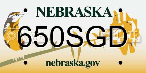 650SGD Nebraska License Plate