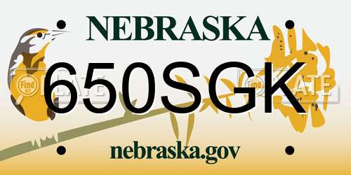 650SGK Nebraska License Plate