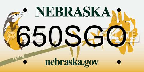 650SGO Nebraska License Plate