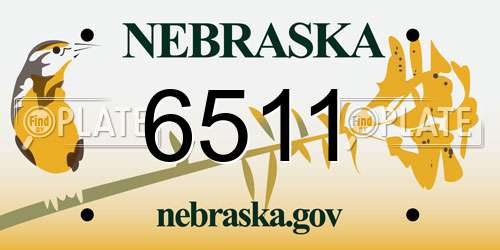 6511 Nebraska License Plate