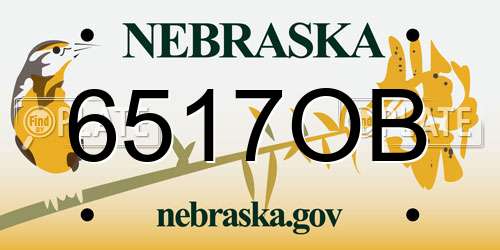 6517OB Nebraska License Plate