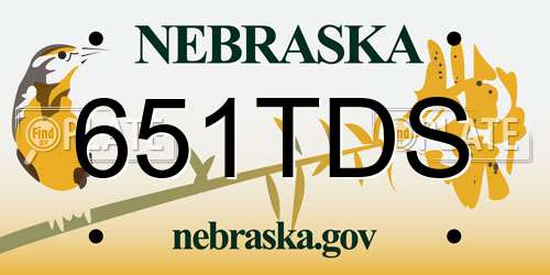651TDS Nebraska License Plate